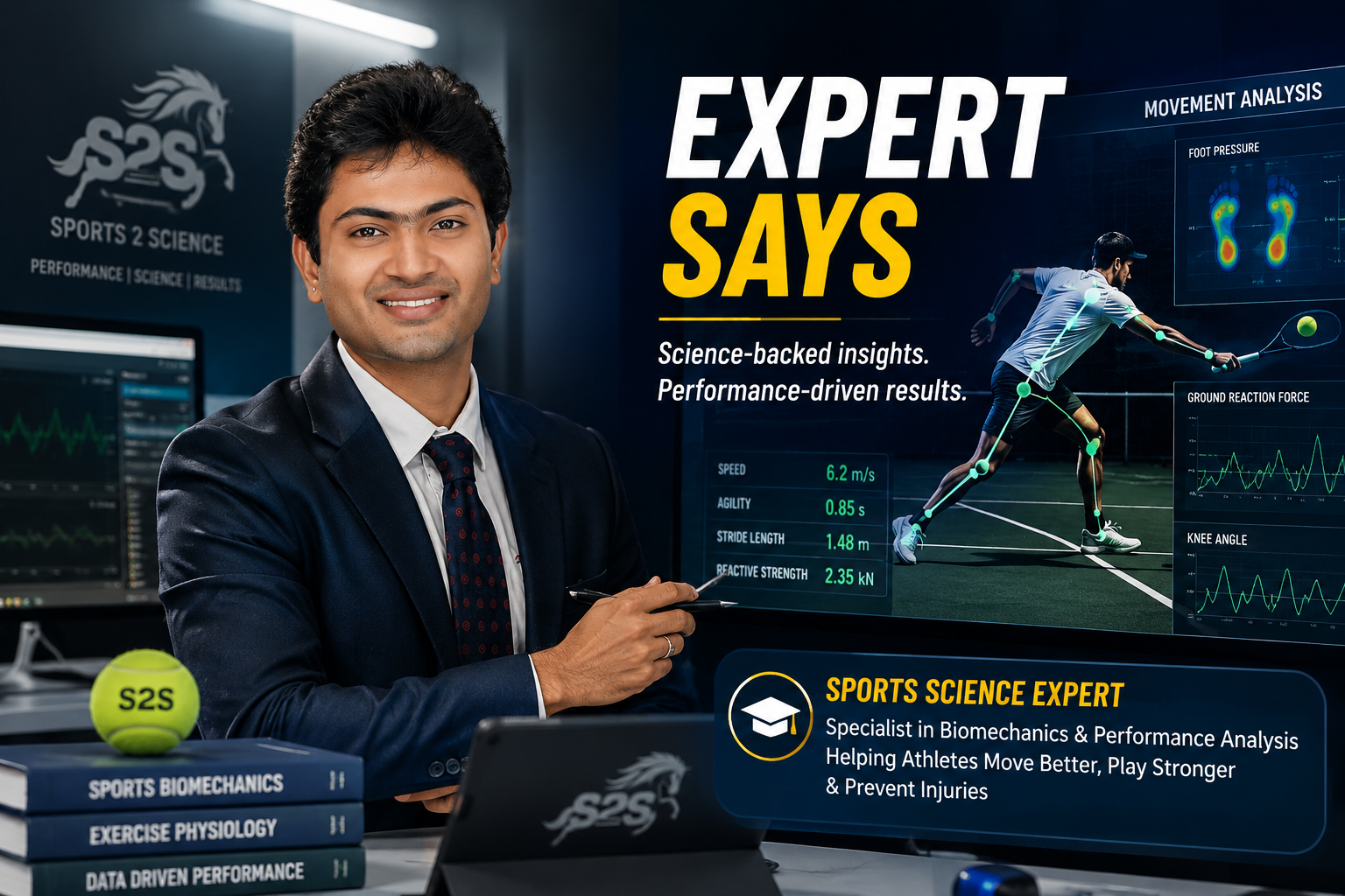 Aakash Ganesan, Movement Neuroscientist, sharing expert insights on tennis footwork, agility, movement efficiency, and performance development.